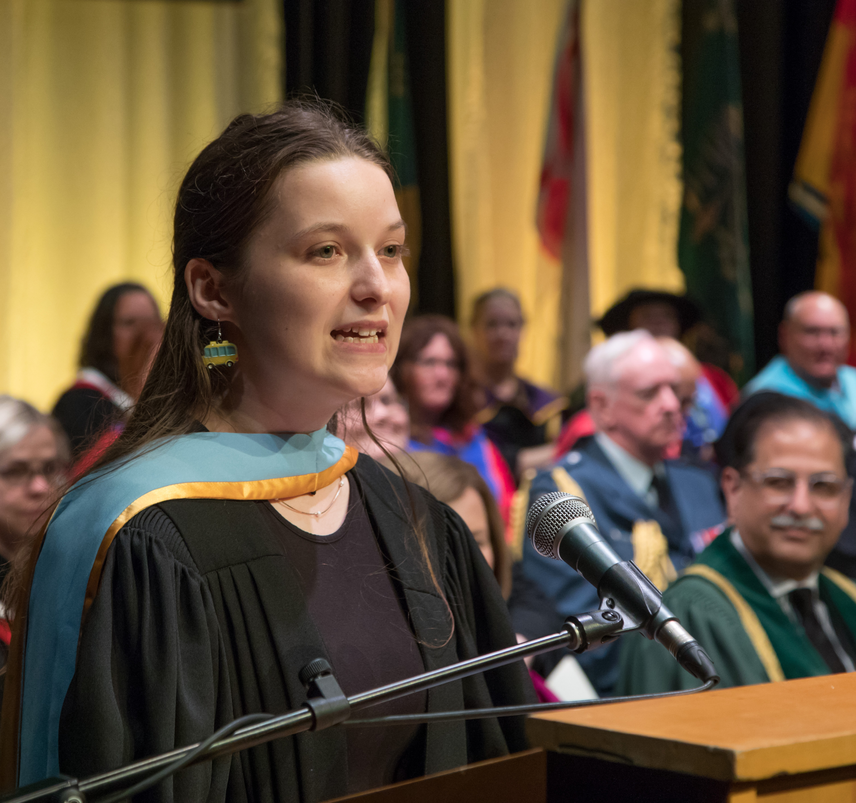 Jessica Carver delivering the Valedictory at Summer Convocation 2024
