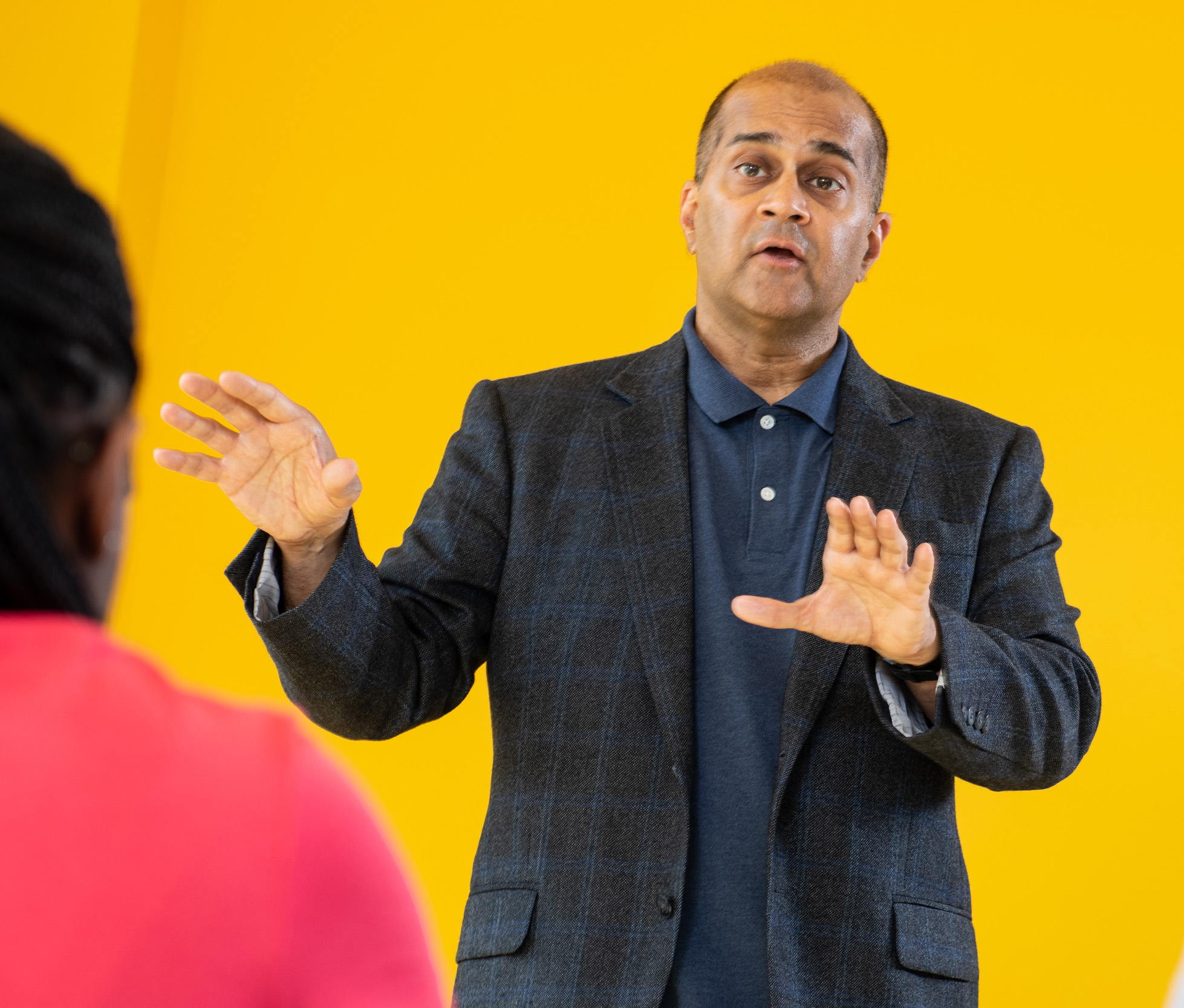 A photo of Dr. Shaun Narine teaching a class